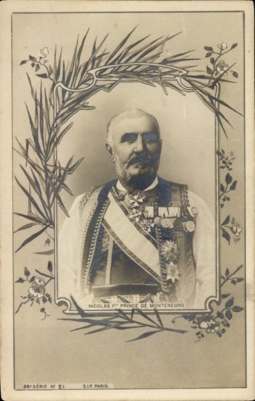 Postcard Nikola I, King of Montenegro, portrait in uniform