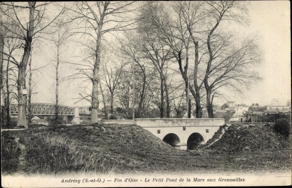 Postcard Andresy Yvelines, Fin d&#39;Oise, The Little Bridge over the Frog Pond