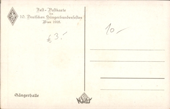 Artist Postcard Vienna, 10th German Singers' Festival 1928, Singers' Hall