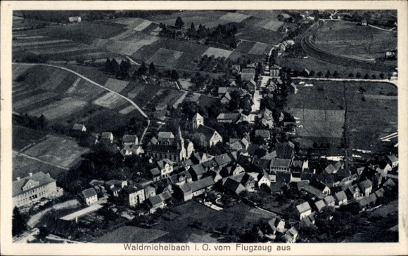 Postcard Waldmichelbach Wald Michelbach in the Odenwald Hesse; aerial photograph
