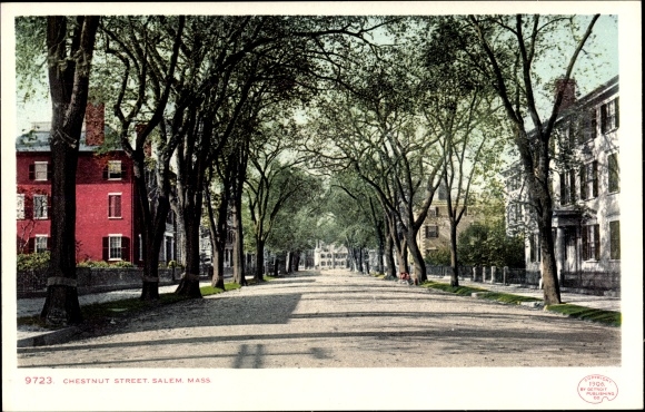 Postcard Salem Massachusetts USA, Chestnut Street