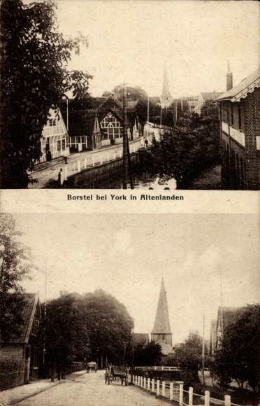 Postcard Borstel Jork in the Altes Land, city views