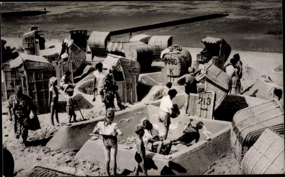 Postcard Nordseebad Duhnen Cuxhaven, beach life, sandcastle