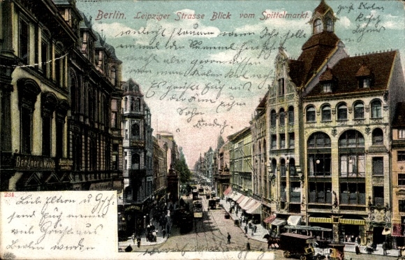 Ak Berlin Mitte, Leipziger Strasse, Blick vom Spittelmarkt