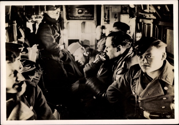 Photo German Luftwaffe soldiers in a transport plane to Norway, April 1940