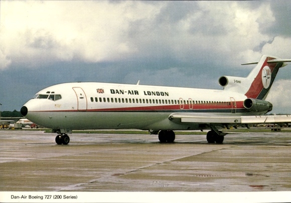 Ak Passagierflugzeug, Boeing 727 200, Britische Fluggesellschaft Dan-Air London