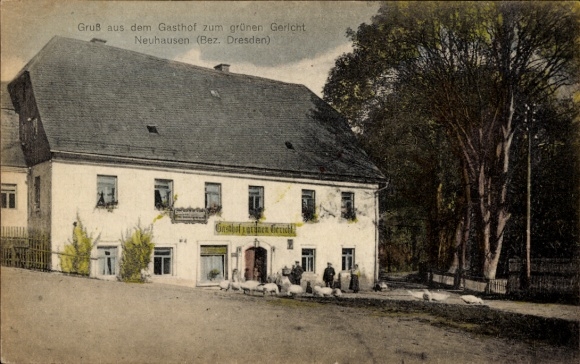Ak Neuhausen im Erzgebirge, Gasthof zum grünen Gericht