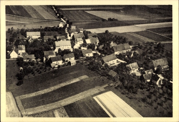 Postcard Eichbühl Erlenmoos in Upper Swabia, aerial photograph