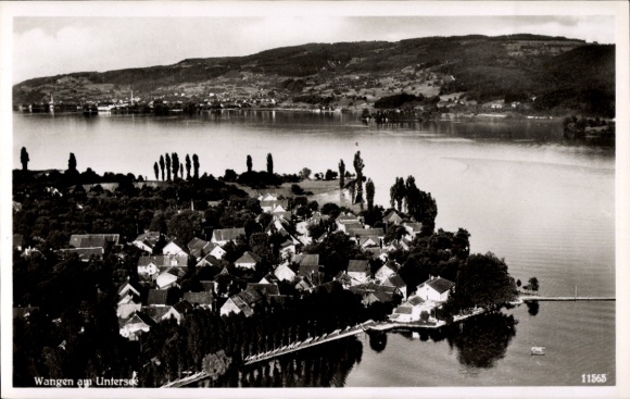 Postcard Wangen am Untersee Öhningen in Baden, aerial photograph