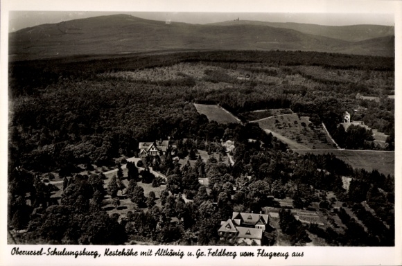 Postcard Oberursel in the Taunus Hesse, aerial photograph, training castle, Altkönig, Gr. Feldberg