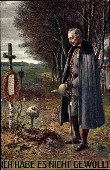Artist PC Kaiser Wilhelm II at the grave of a fallen soldier, I didn't want it, I. WK
