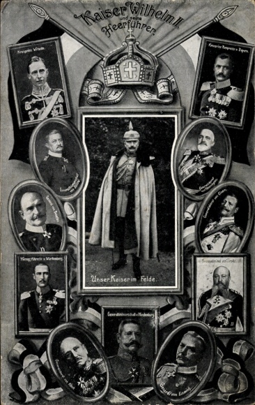 Ak Kaiser Wilhelm II. und seine Heerführer, Kronprinz Wilhelm von Preußen, Rupprecht von Bayern