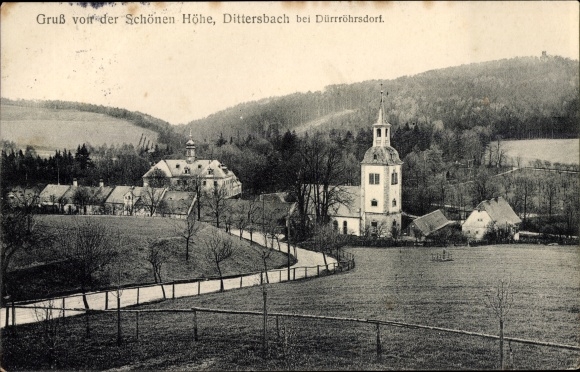 Postcard Dürrröhrsdorf Dittersbach in Saxony, partial view, beautiful height