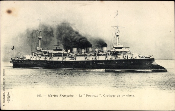 Ak Französisches Kriegsschiff, Pothuau, Croiseur de 1re Classe, Marine Militaire Francaise