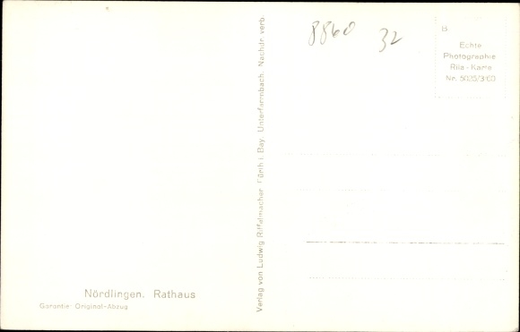Postcard Nördlingen in the Nördlinger Ries Swabia, town hall
