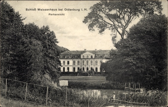 Postcard Weissenhaus Wangels in Ostholstein, castle, park view