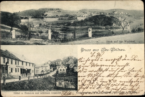 Ak Neuweilnau Weilrod im Weiltal Taunus, hotel en pension voor het prachtige uitzicht, uitzicht op de Weiltal