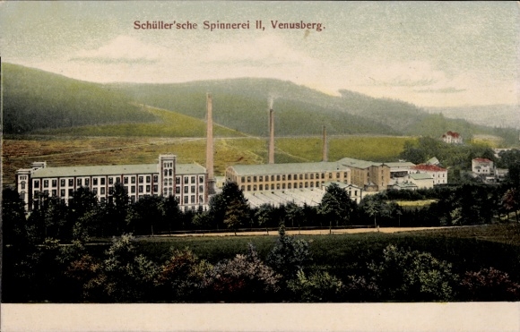 Postcard Venusberg Drebach in the Ore Mountains, Schüller'sche Spinnerei II
