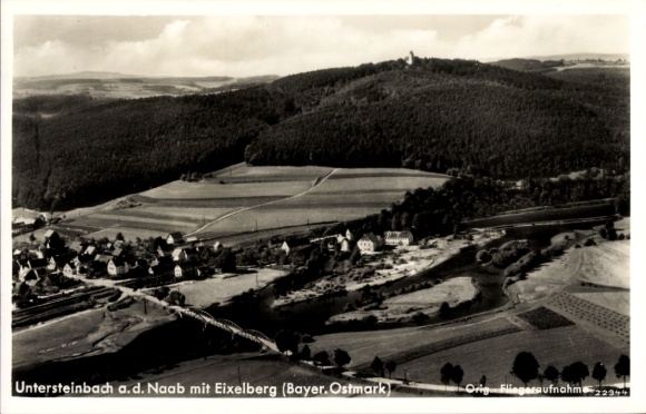 Postcard Untersteinbach an der Naab Pfreimd in the Upper Palatinate, aerial photograph, Eixelberg