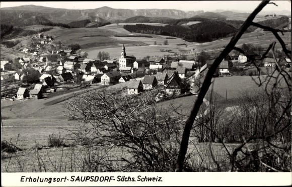 Briefkaart Saupsdorf Sebnitz Saksen, Panorama