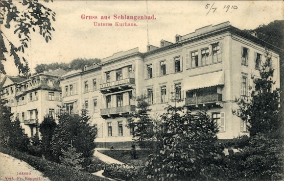 PC Schlangenbad in the Taunus Hesse, Lower Kurhaus, Greetings from , 1910