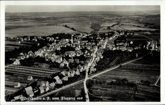 Postcard Bernbeuren in Upper Bavaria, aerial photograph