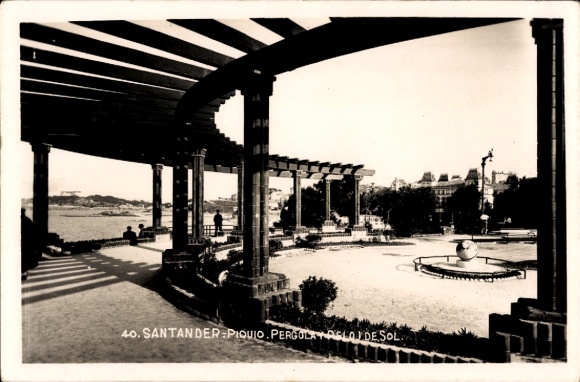 Postcard Santander Cantabria Spain, Piquio, Pergola and Sundial