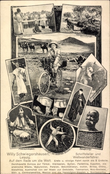 Postcard Willy Schwiegershausen, writer, world traveler