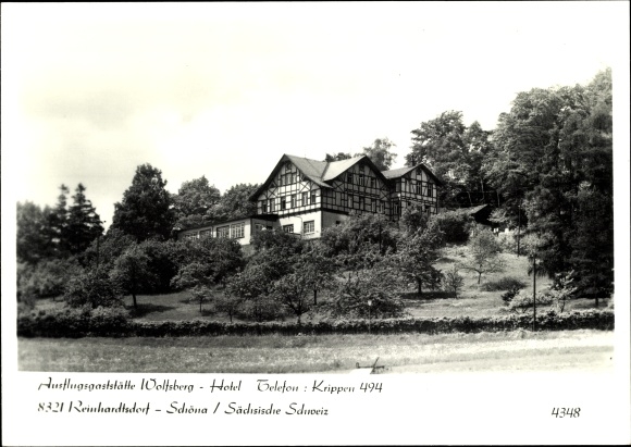 Ak Reinhardtsdorf Schöna Sächsische Schweiz, Ausflugsgaststätte Wolfsberg Hotel