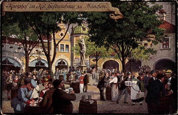 Kunstenaarskaart Quidenus, F., München Beieren, Kneiphof im Kgl. Hofbrauhaus