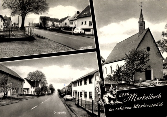 Postcard Merkelbach in the Westerwald, local area, chapel