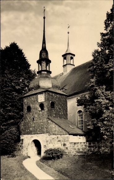 Ansichtkaart Lawalde in Oberlausitz, kavel bij de kerk