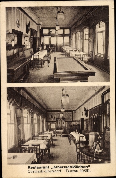 Postcard Ebersdorf Chemnitz in Saxony, Restaurant Albertschlösschen, Frankenbergerstrasse 268