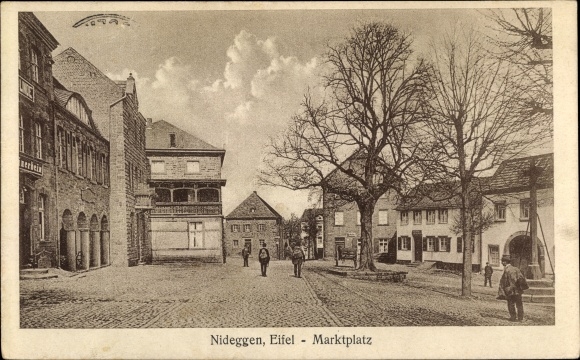 Postcard Nideggen in the Eifel, market place