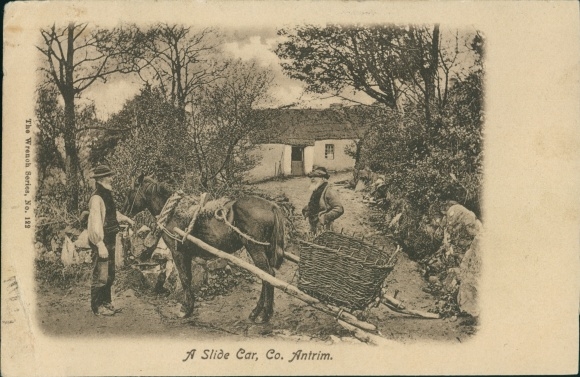 Postcard County Antrim Northern Ireland, push car