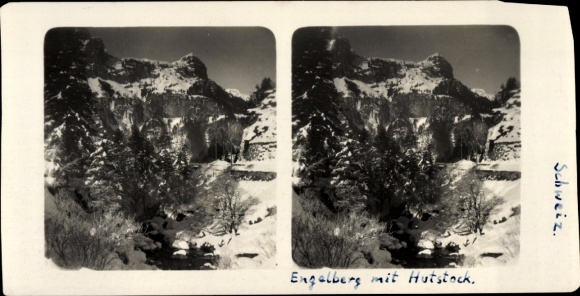 Stereo photo Engelberg Canton Obwalden Switzerland, Hutstock, mountains, winter view