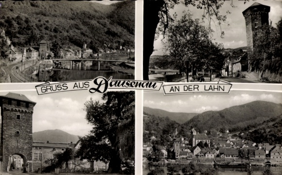 KP Dausenau an der Lahn, linia kolejowa, wieża, brama, widok ogólny