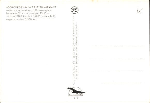 Postcard supersonic passenger aircraft Concorde, British Airways