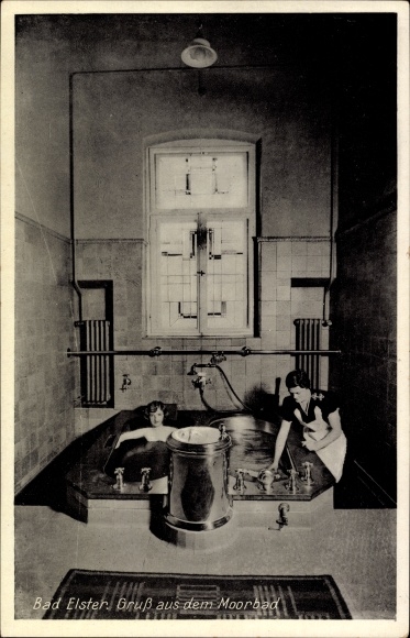 Postcard Bad Elster im Vogtland, mud bath, interior view
