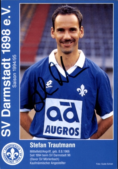 Autogrammkarte Fußballer Stefan Trautmann, SV Darmstadt 98, Autogramm