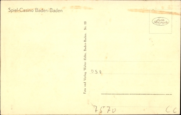 Postcard Baden Baden, casino, roulette