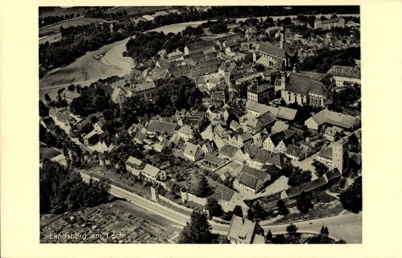Postcard Landsberg am Lech Upper Bavaria, aerial photograph