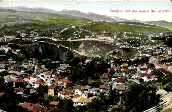 KP Sarajevo Bośnia i Hercegowina, widok ogólny z nową linią kolejową