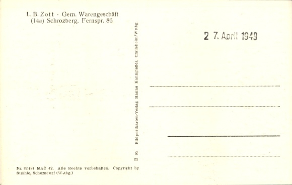 Postcard Schrozberg in Württemberg, aerial photograph
