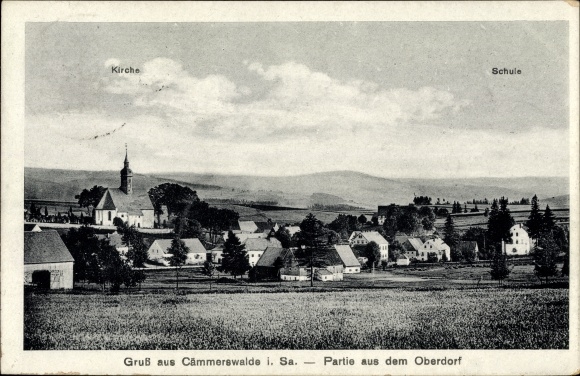 Ak Kämmerswalde Cämmerswalde Neuhausen in het Ertsgebergte, Oberdorf, school, kerk