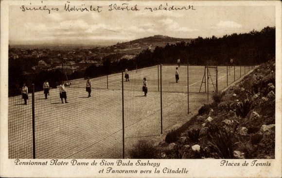 CPA Węgry, Pensionnat Notre Dame de Sion Buda Sashegy, Places de Tennis