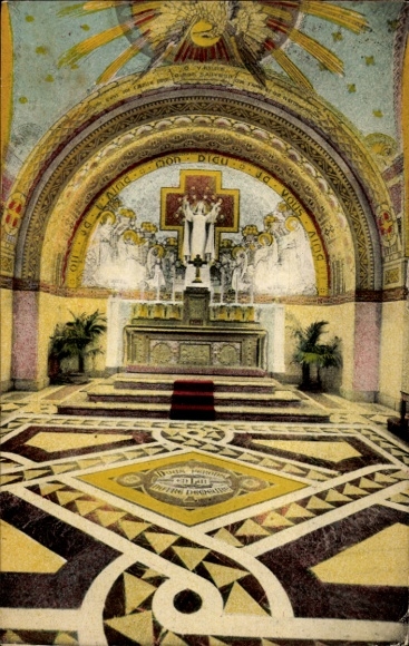 Ak Lisieux Calvados, Basilika, Krypta, Altar, Kreuz, Mosaikboden, religiöse Motive