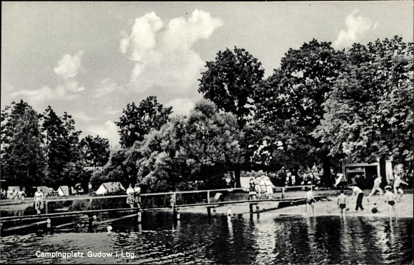 Postcard Gudow in the Duchy of Lauenburg, campsite