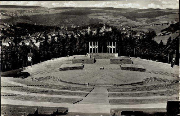 PC Schwarzenberg in the Erzgebirge, borderland celebration site on the Rockelmann, view of the city