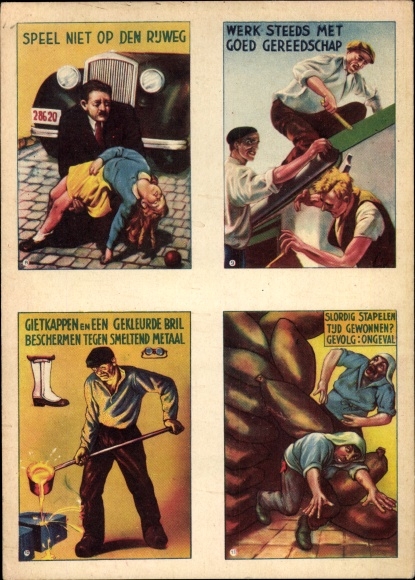 Postcard Safety Museum Amsterdam, road safety, work safety, protective clothing